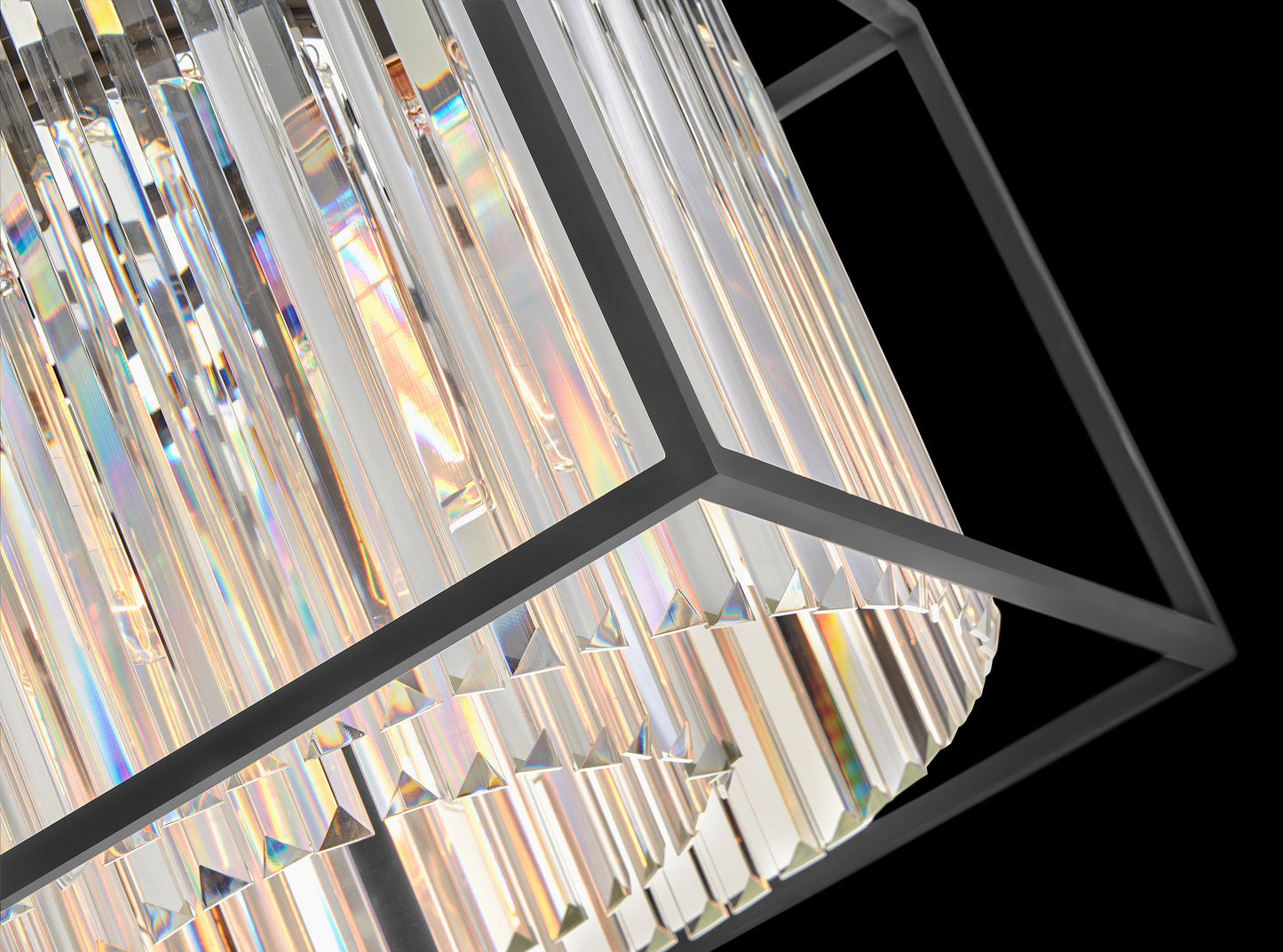 Hinkley 50.25" Giada Multi-Tier Modern Chandelier, Black + Prismatic CrystalsBy Hinkley