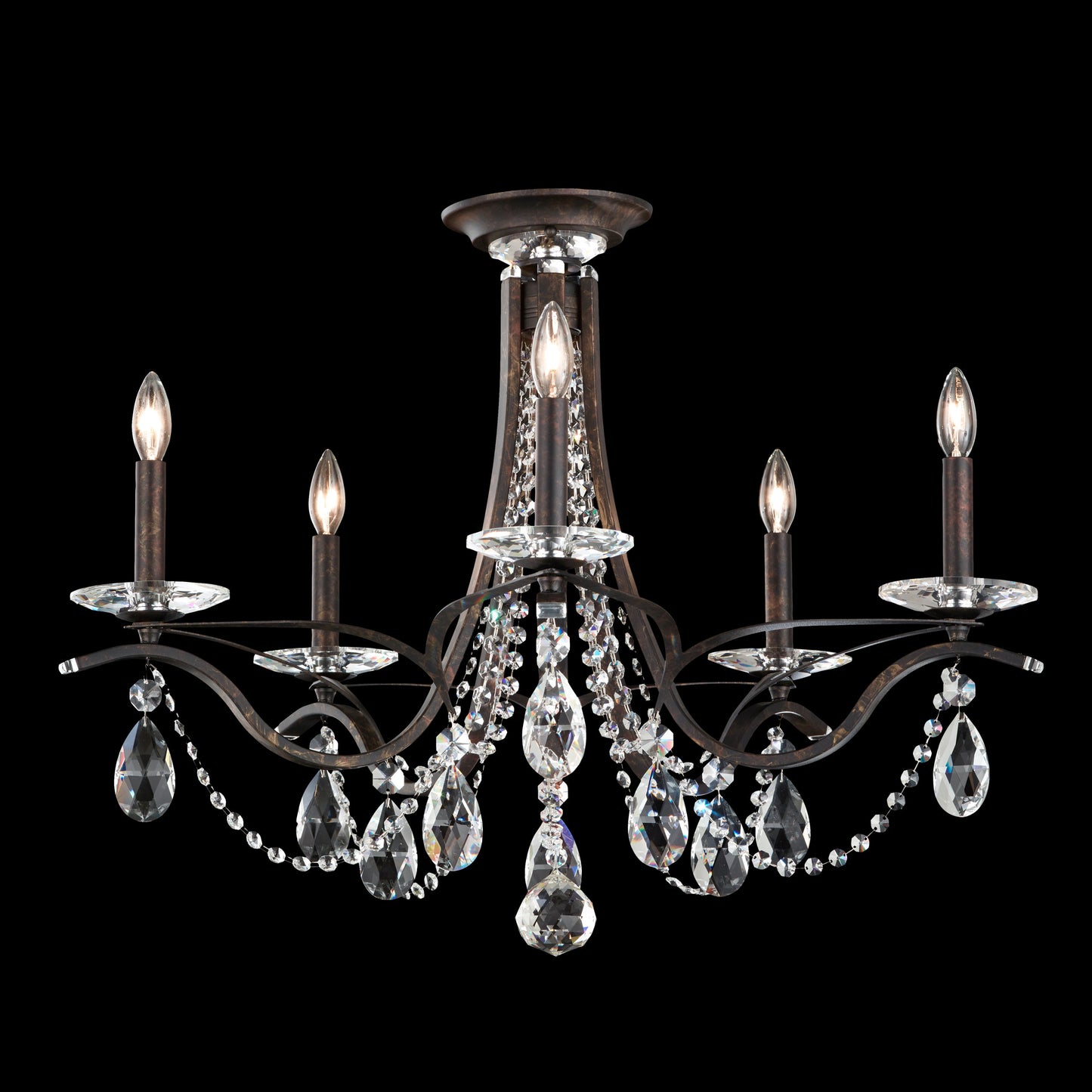 Schonbek Va8312N-76H 5 Light Crystal Semi-Flush, Heirloom BronzeBy Schonbek