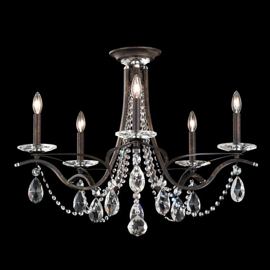 Schonbek Va8312N-76H 5 Light Crystal Semi-Flush, Heirloom BronzeBy Schonbek