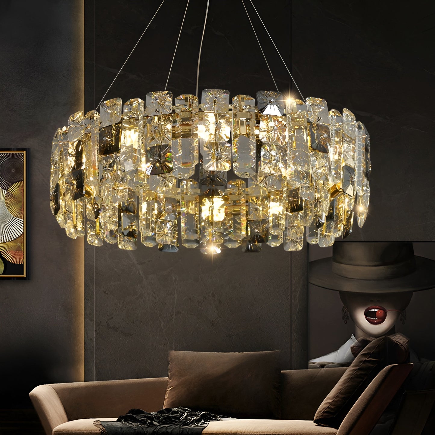 Zambrone | Luxury Round Crystal Chandelier for Living Room, 12bulbsBy Miron Demid LLC