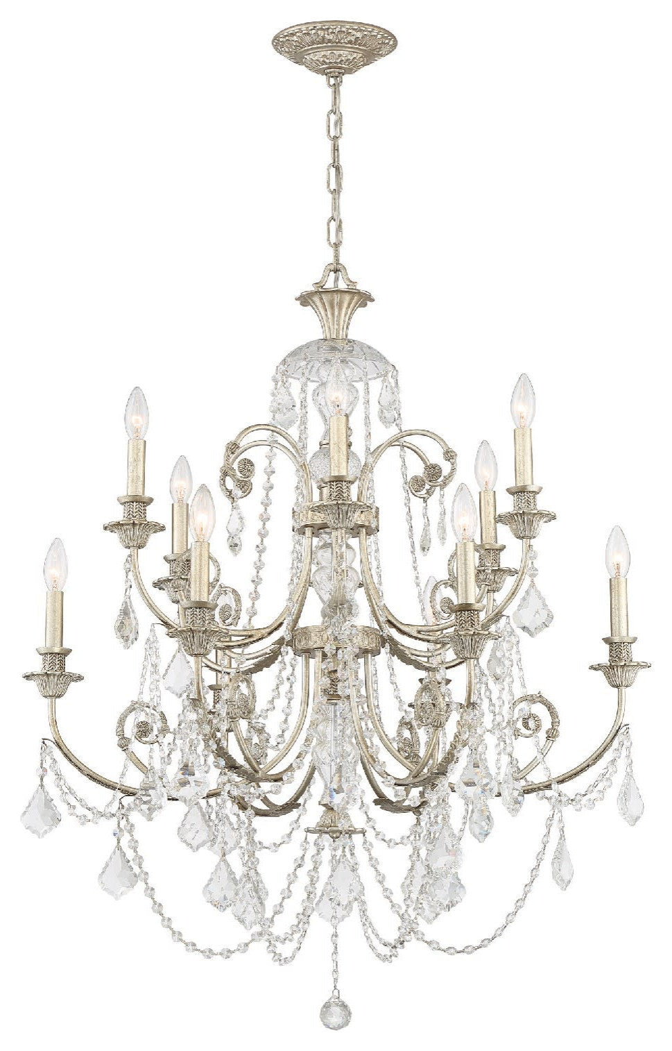 Crystorama Lighting Group 5119-CL-SAQ Regis 12 Light 32"W Crystal - Olde SilverBy Crystorama Lighting