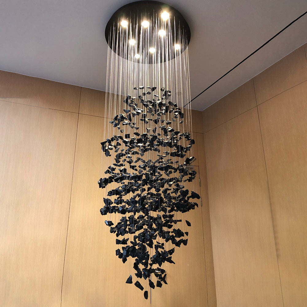 Le Port | Floating Luxury Crystal Chandelier With Decorative Stones, Black, Dia39.4xh118.1", Cool LightBy Miron Demid LLC