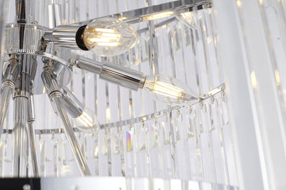 36" 34-Light Brass Metal 7-Tier Chandelier With Clear Crystals, Chrome, D36'' H72''By Design Living