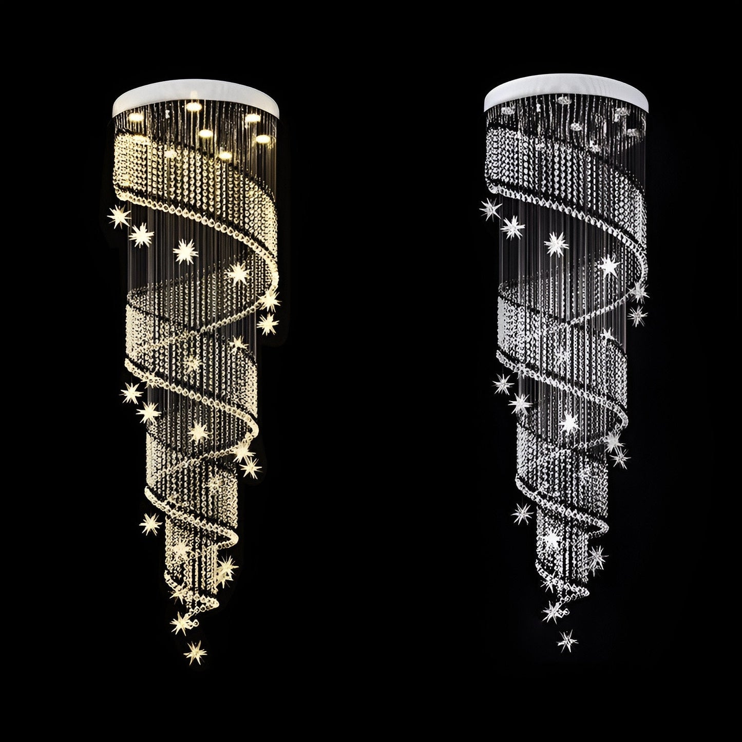 Revest-les-Roches | Meteor Star Crystal Spiral Ceiling Chandelier, 31.5"By Miron Demid LLC