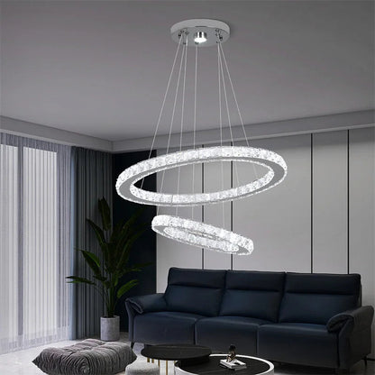 Hinwil | Ring Design Gold/Chrome Crystal Chandelier for Living Room, 39.4*31.5*23.6*15.8"By Miron Demid LLC