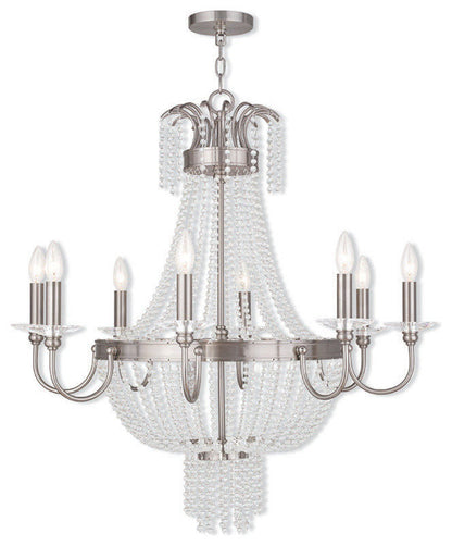 Chandelier With Clear Crystals, Brushed NickelBy Livex Lighting Inc.