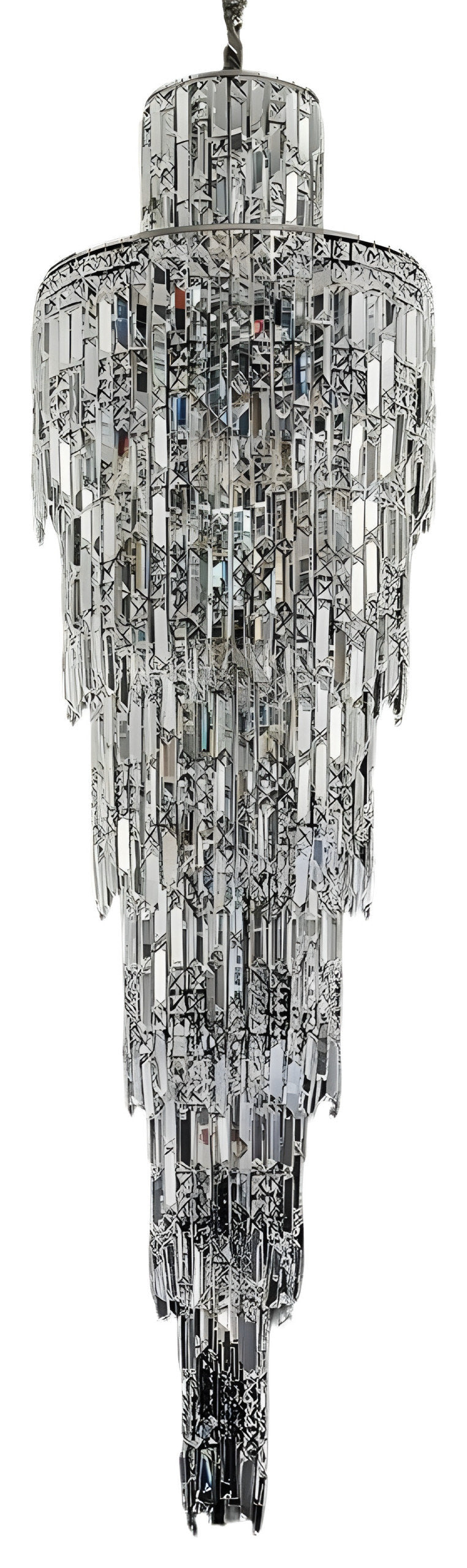 Moneglia | Chic Long Spiral Crystal Pendant Chandelier, Chrome, H70.9"By Miron Demid LLC