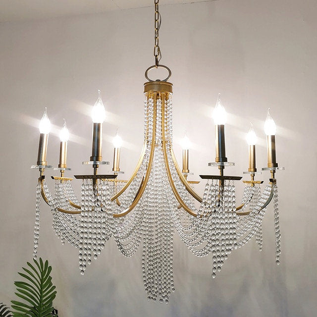 Creative Contemporary LED Crystal Chandelier With Beads, 8 LightsBy Miron Demid LLC