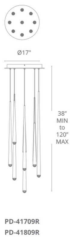 Modern Forms PD-41809R Cascade 9 Light 17"W LED Crystal Multi - Aged BrassBy Modern Forms