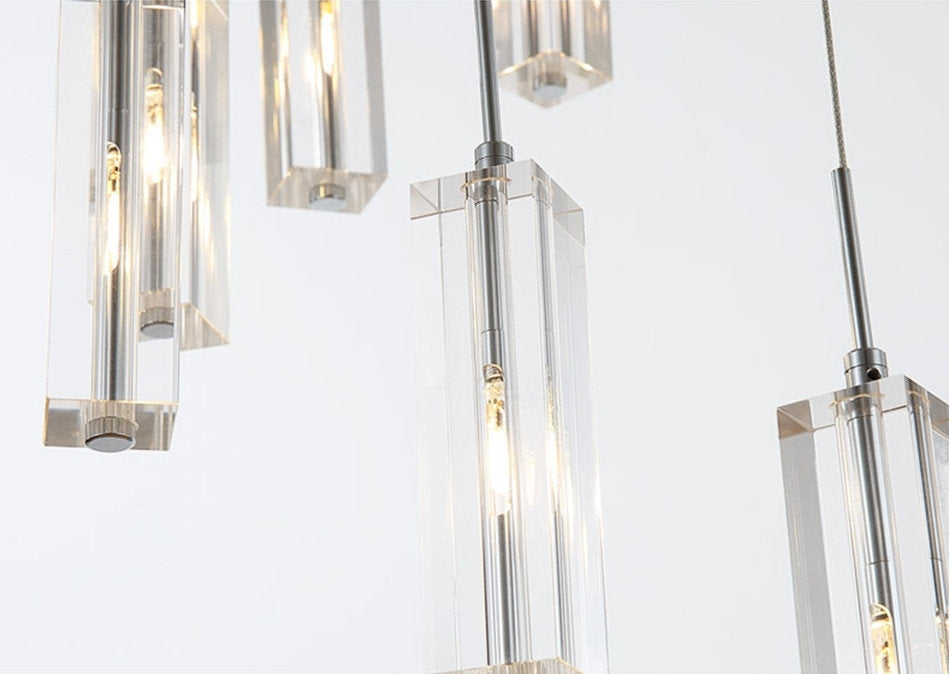 Cannes | Staircase Pendant Crystal Long Light Fixture, 30 LightsBy Miron Demid LLC