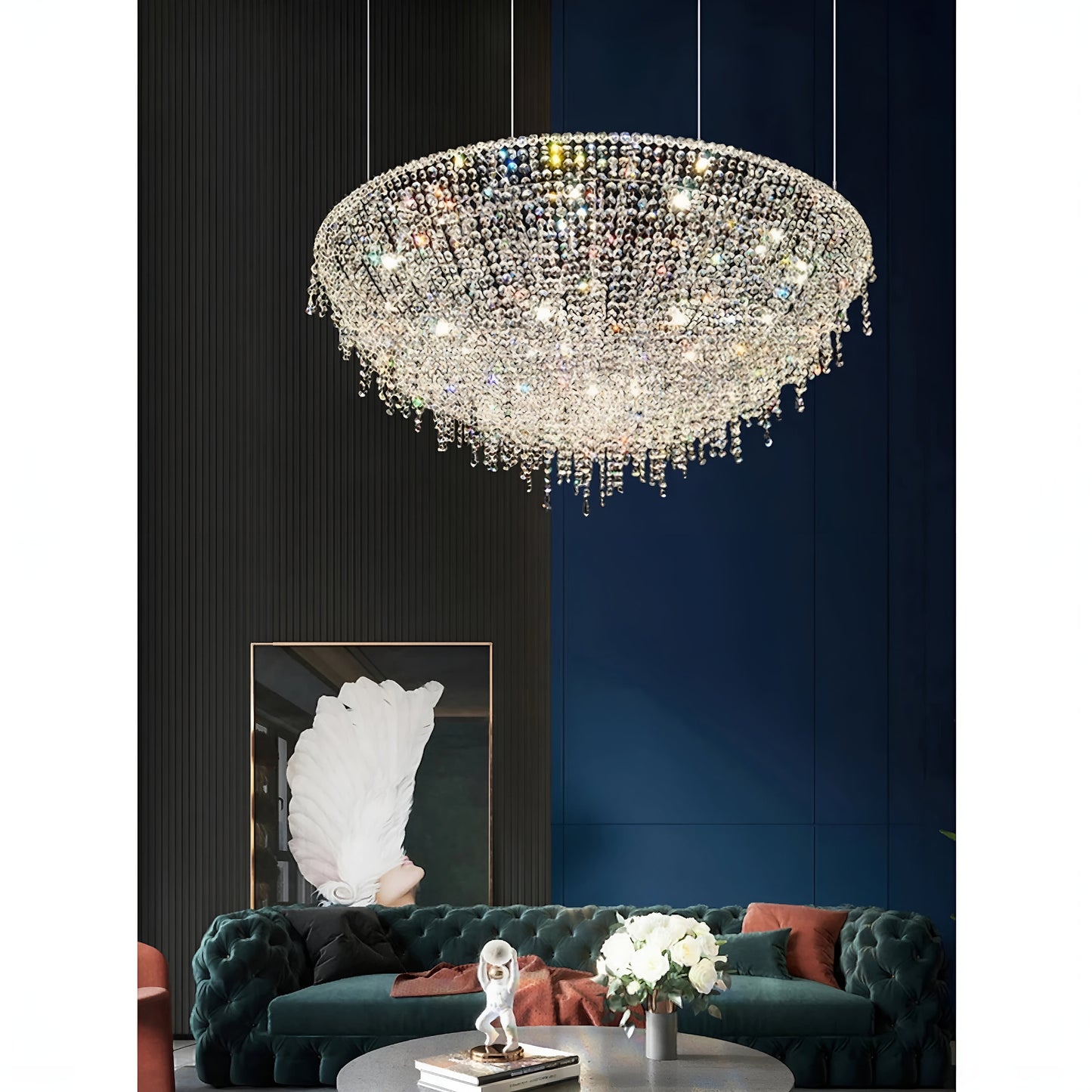 Bendejun | Luxury Brilliant Drops Crystal Chandelier, Dia31.5xh13.8", Cool LightBy Miron Demid LLC