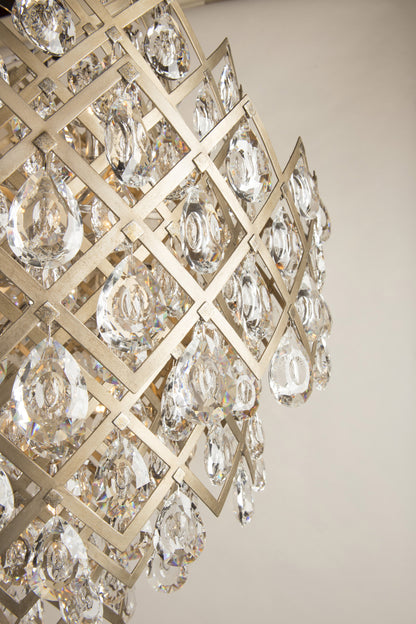 Tiara 3-Light Pendant, Small, Vienna Bronze, Clear Crystal DropsBy Corbett Lighting