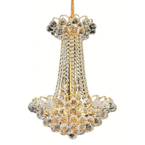 Godiva Gold Nine-Light 16-Inch Chandelier with Swarovski Spectra Clear Crystal