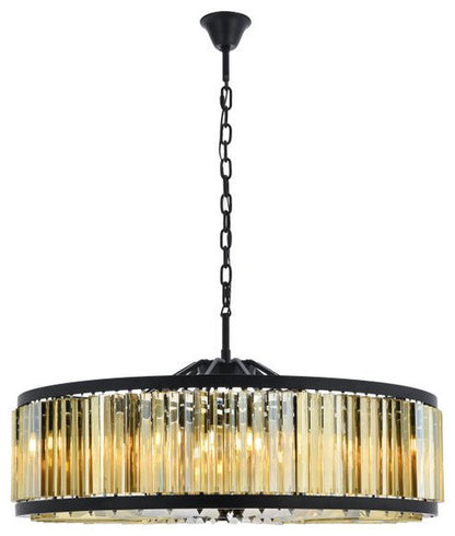 Elegant 1203G43MB-GT/RC Chelsea 10-Light Matte Black Chandelier Golden TeakBy Elegant Furniture & Lighting