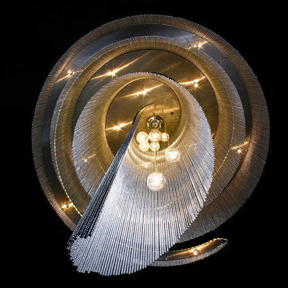 Toudon | Outstanding Silver/Gold Long Chain Chandelier , Gold, Dia23.6By Miron Demid LLC