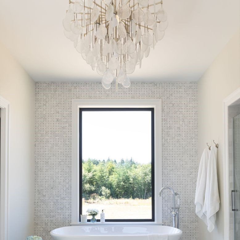 Modern Tear Drop Pendant Seeded Glass Chandelier 8 Light 38 in Elegant SilverBy My Swanky Home