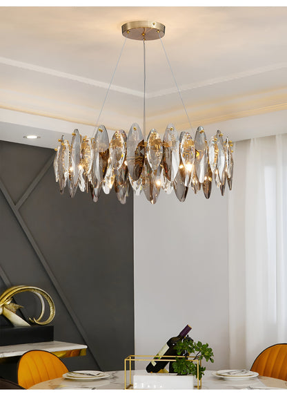 Ampezzo | Round Gray Chandelier With Big Crystals, 31.5''By Miron Demid LLC