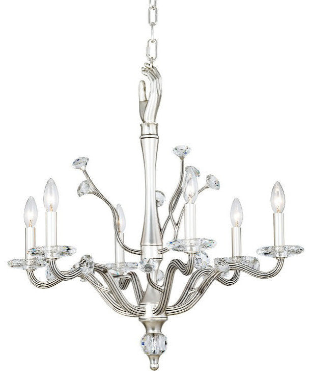 Kalco 517771 Venus 6 Light 26"W Crystal Candle Style Chandelier - PewterBy KALCO LIGHTING