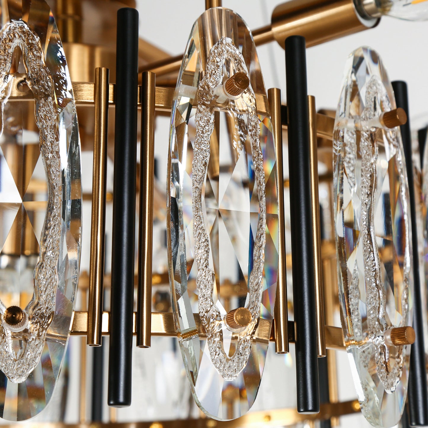 LNC Noctiflorous Gold Modern Tiered Crystal Lighting Fixture, 2-Tier ChandelierBy LNC