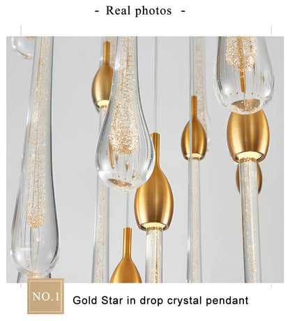 Castagniers | Staircase Gold Crystal Chandelier, 36 Lights (2)By Miron Demid LLC