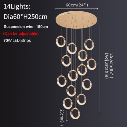 Cannero Riviera | Luxury Gold Ring Pendant Lighting, 14 LightsBy Miron Demid LLC