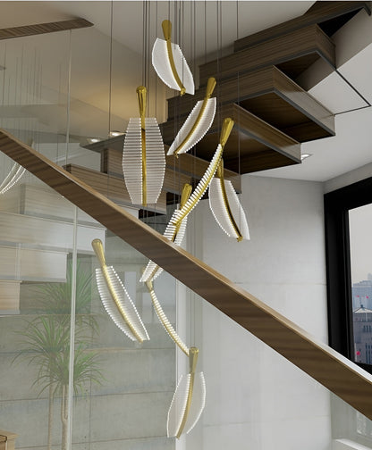 Cagnes-sur-Mer | Crystal Gold Leaves Pendant Chandelier, 6 LeavesBy Miron Demid LLC