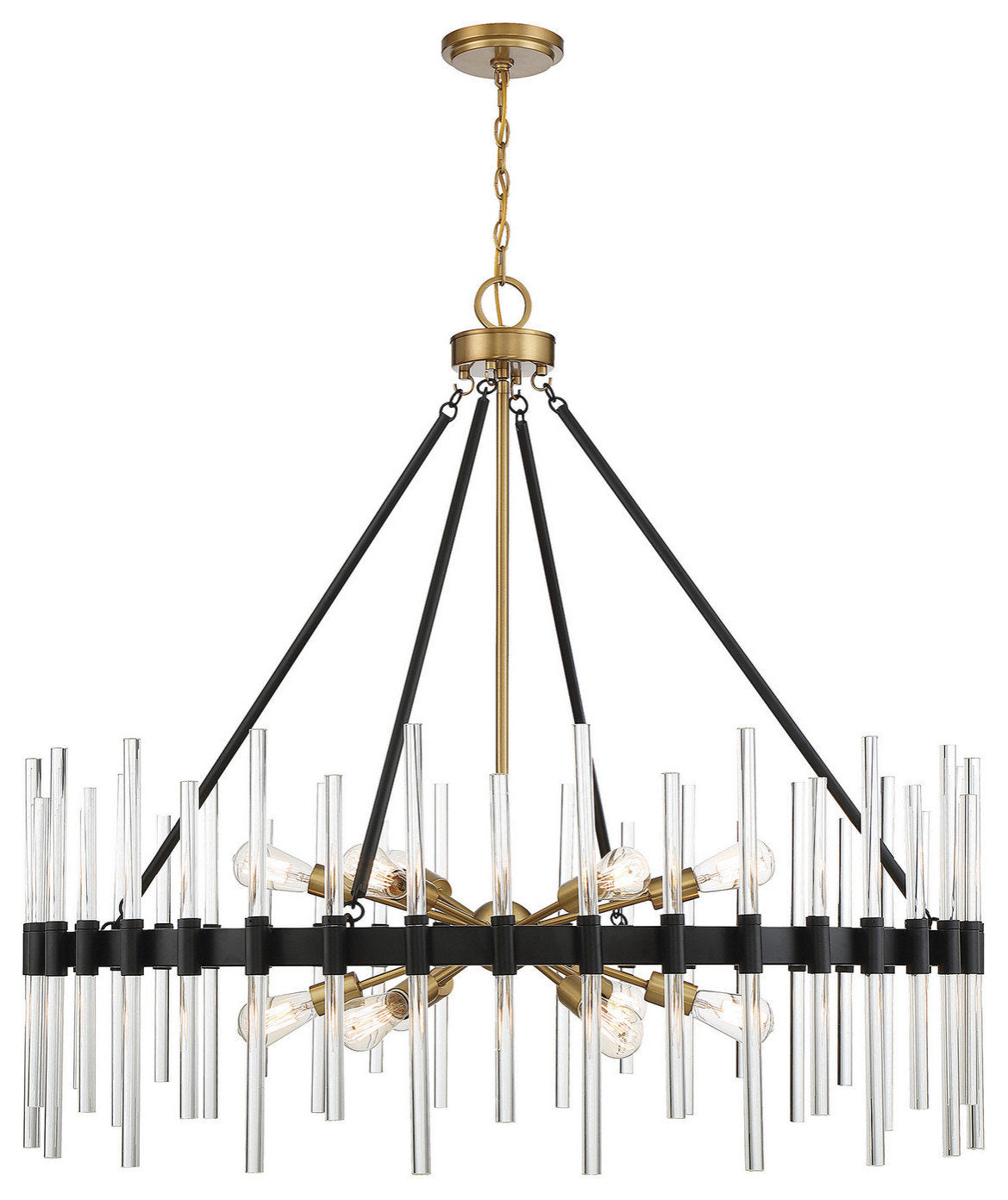 Santiago 12 Light Chandelier, Matte Black With Warm BrassBy Savoy House