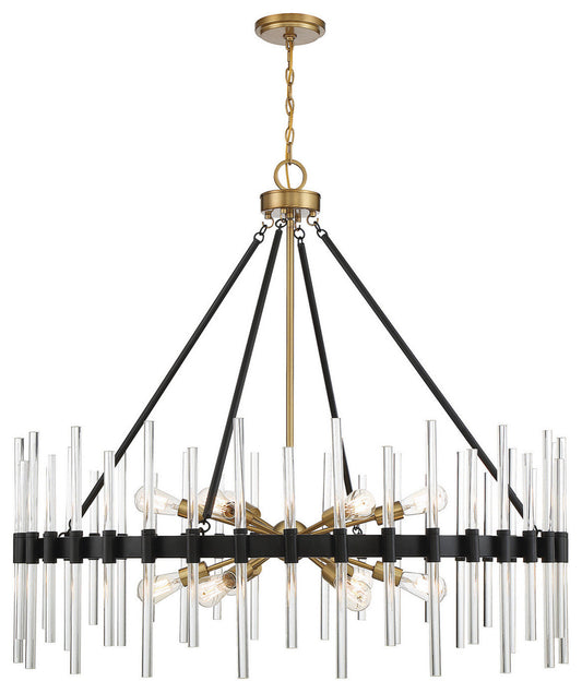 Santiago 12 Light Chandelier, Matte Black With Warm BrassBy Savoy House