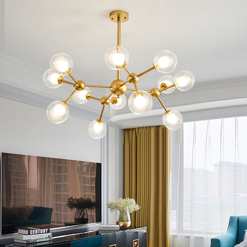 Cabiate | Glass Globe Shaped Chandelier for Bedroom, 12 Lights, Warm LightBy Miron Demid LLC