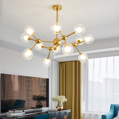 Cabiate | Glass Globe Shaped Chandelier for Bedroom, 12 Lights, Warm LightBy Miron Demid LLC