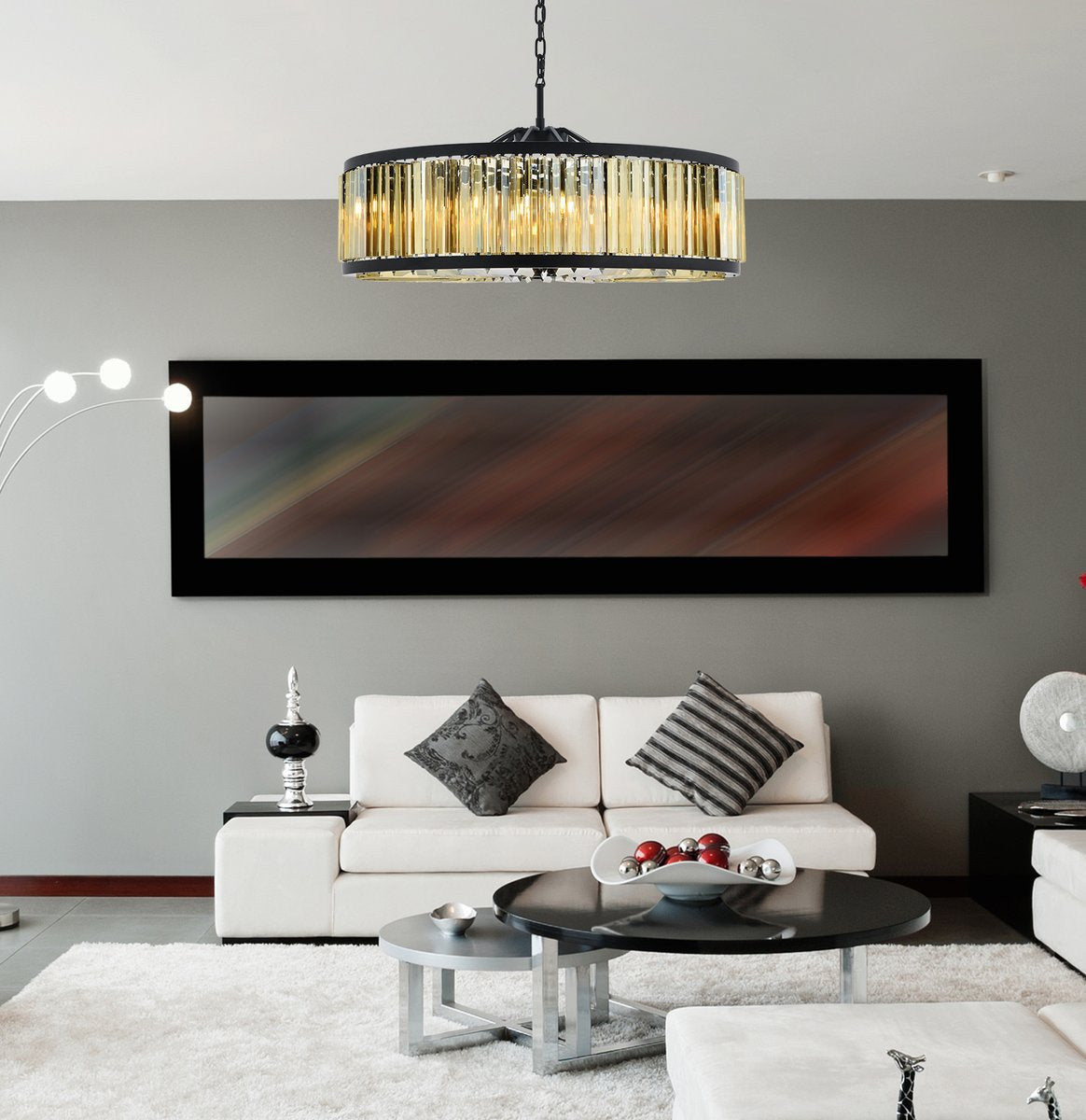 Elegant 1203G43MB-GT/RC Chelsea 10-Light Matte Black Chandelier Golden TeakBy Elegant Furniture & Lighting