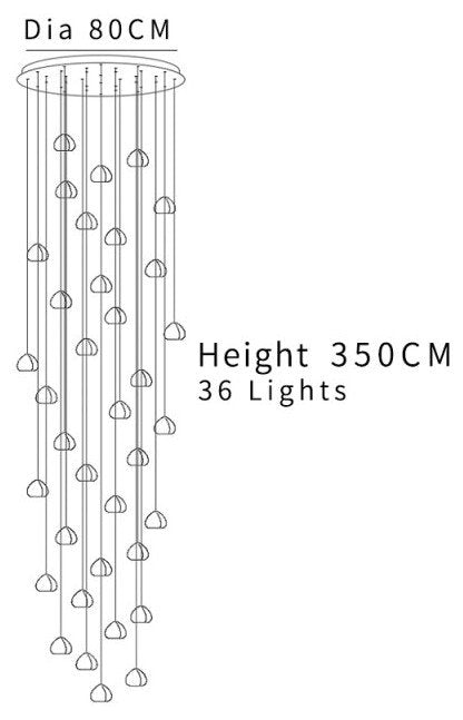 Cernobbio | Staircase Hanging Crystal Lamp, 36 Lights, Warm LightBy Miron Demid LLC