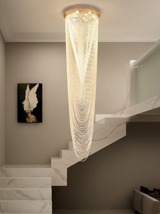 Golfe-Juan | Stunning Large Crystal Ceiling Chandelier, 31.5"By Miron Demid LLC