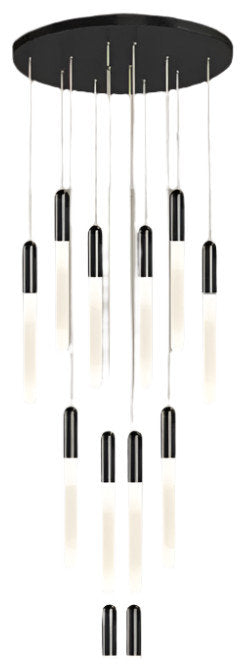 Villa Forci Duplex Staircase Foyer Chandelier, Black, 18 LightsBy Morsale.com