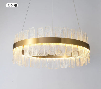 Kortrijk | Round Gold Glass Led Chandelier for Bedroom, Medium - Dia23.6" / 60cmBy Miron Demid LLC
