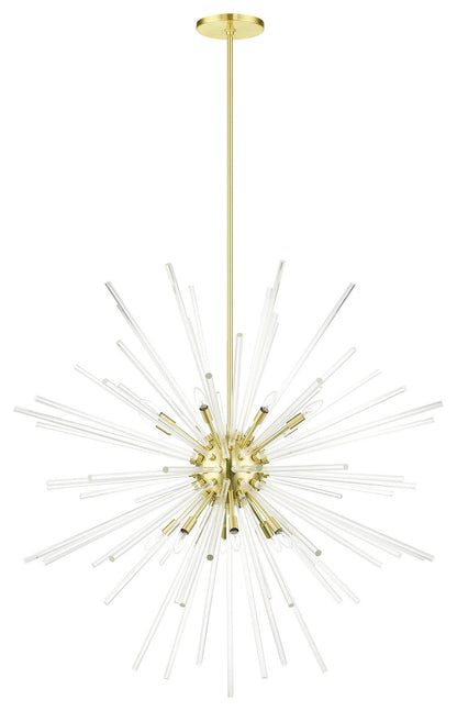 Satin Brass Sparkling, Mid Century Modern, Foyer Pendant ChandelierBy Livex Lighting Inc.
