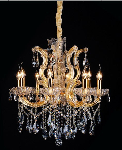 Gold plated 8 Light  Maria Theresa crystal chandelier