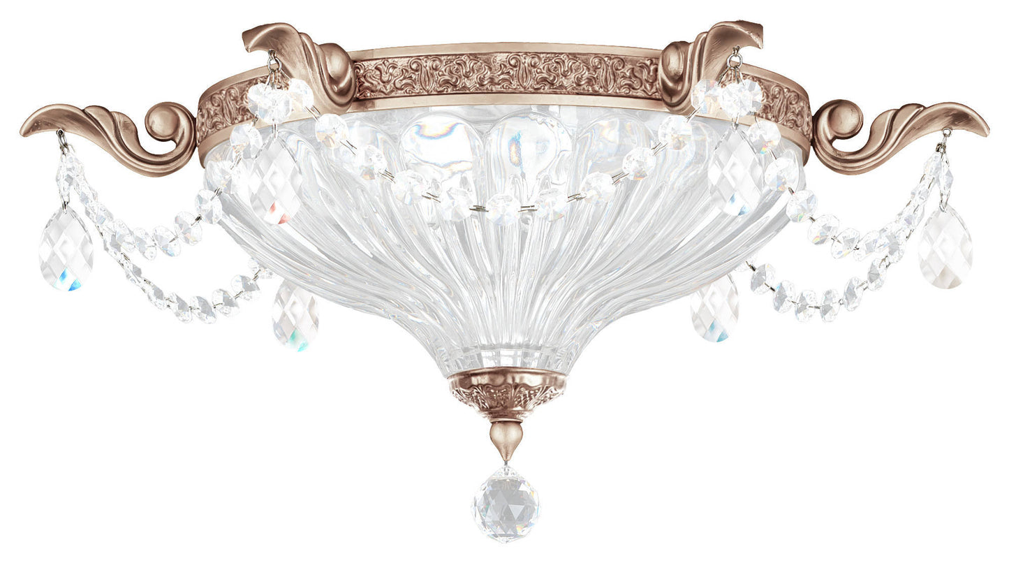 Milano 2-Light Close to Ceiling in Antique Silver With Clear Optic CrystalBy Schonbek