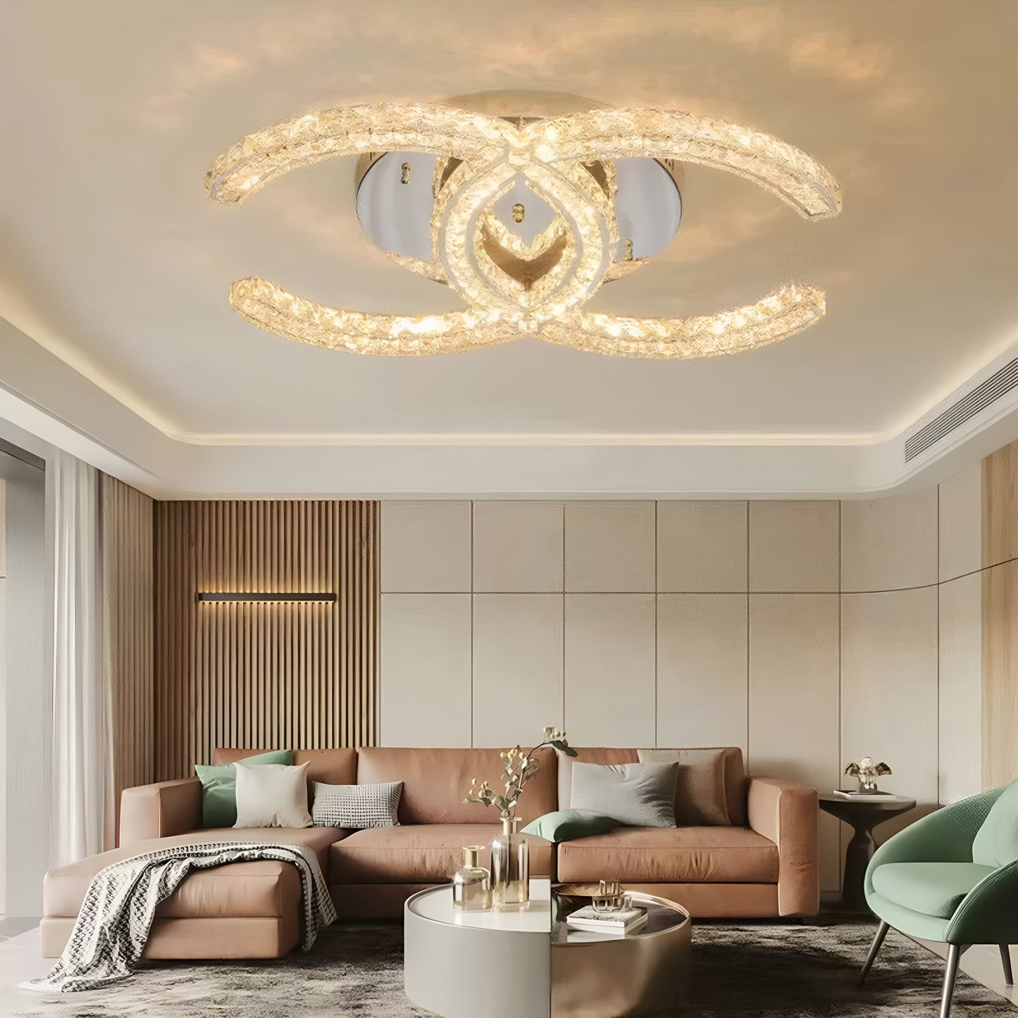 Aicurzio | Fashionable Luxury Crystal Gold Chandelier, 59.1x39.4'By Miron Demid LLC