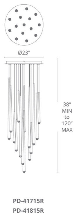 Modern Forms PD-41815R Cascade 15 Light 23"W LED Crystal Multi - Aged BrassBy Modern Forms