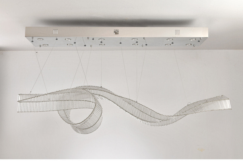 Alassio | Creative LED Chandelier in the Shape of Ribbon, Gold, L59.1" / L150.0cm, Warm Light, Non-DimmableBy Miron Demid LLC