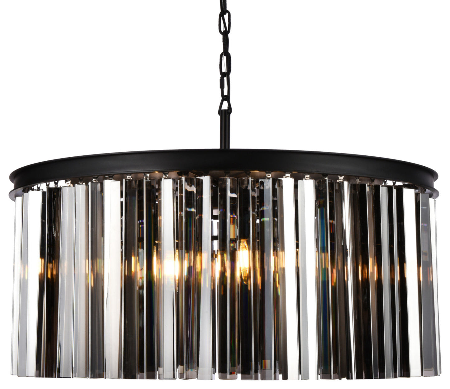 Elegant Lighting 1208D31-SS/RC Sydney 8 Light 32"W Crystal Drum - Matte BlackBy Elegant Furniture & Lighting