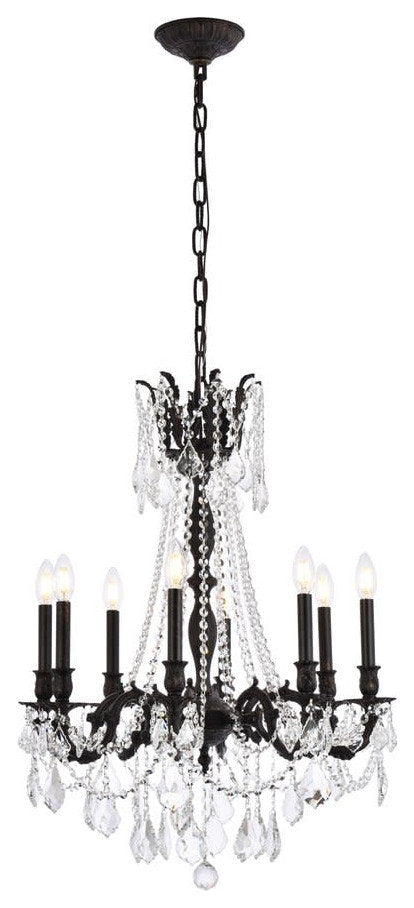 Elegant Lighting 9208D24/RC Rosalia 8 Light 24"W Crystal - French GoldBy Elegant Furniture & Lighting