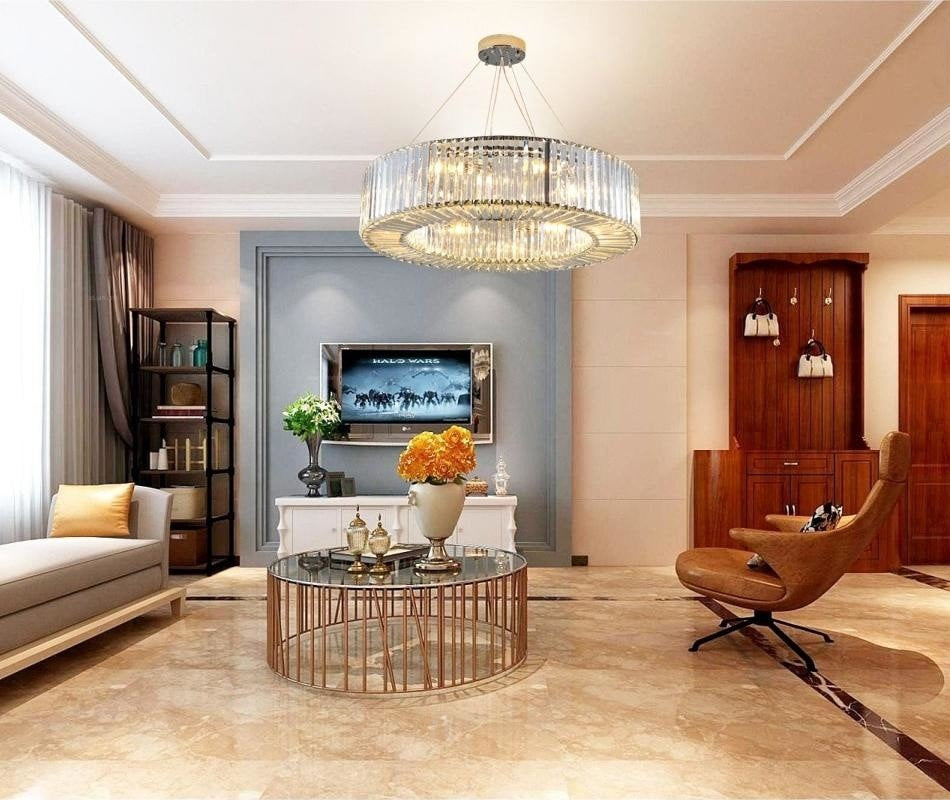 Crystal Drum Chandelier By Morsale, Diameter 32"By MORSALE
