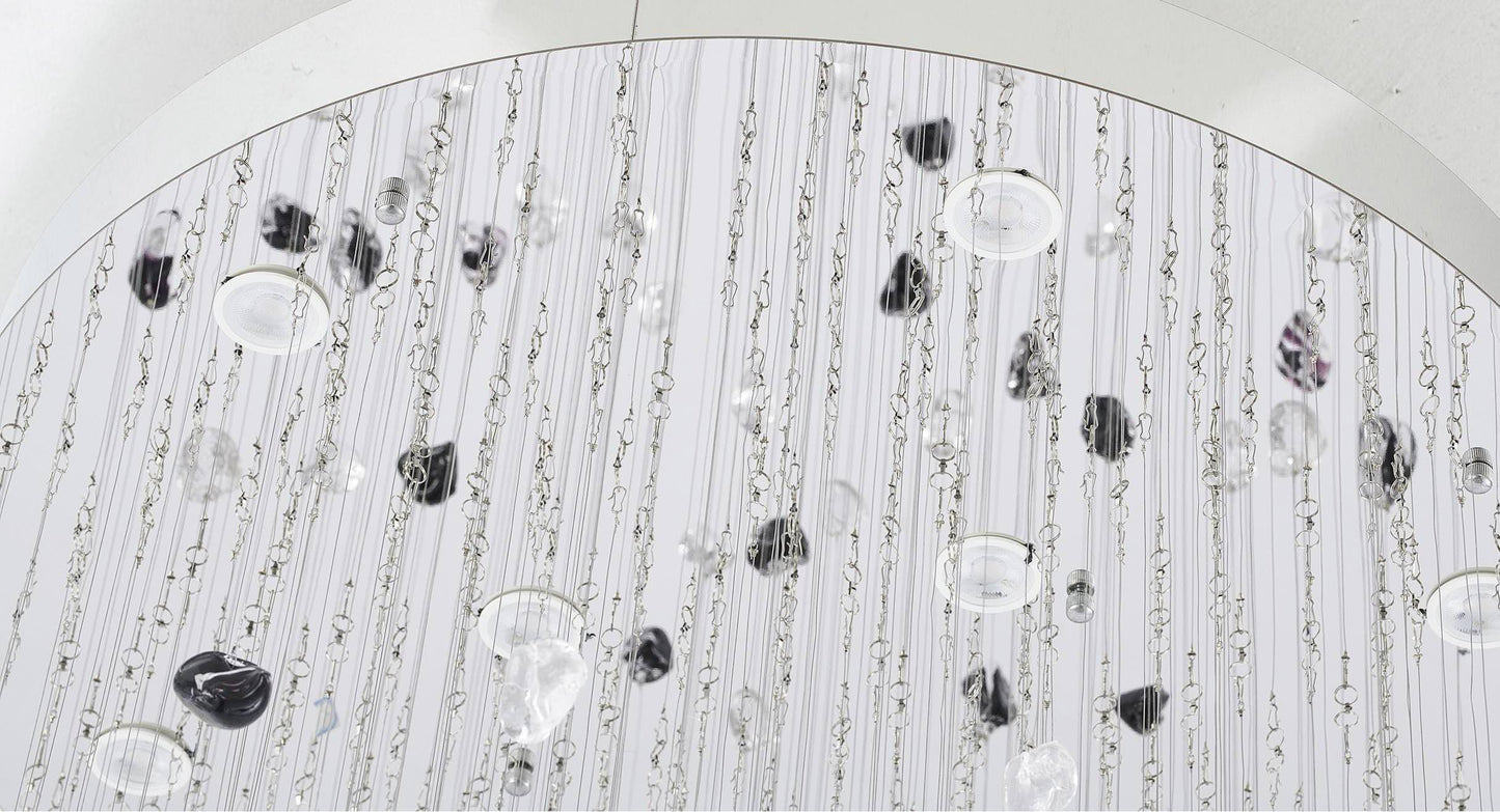 9-Light Chrome Chandelier With Amber And Clear Glass StonesBy Design Living