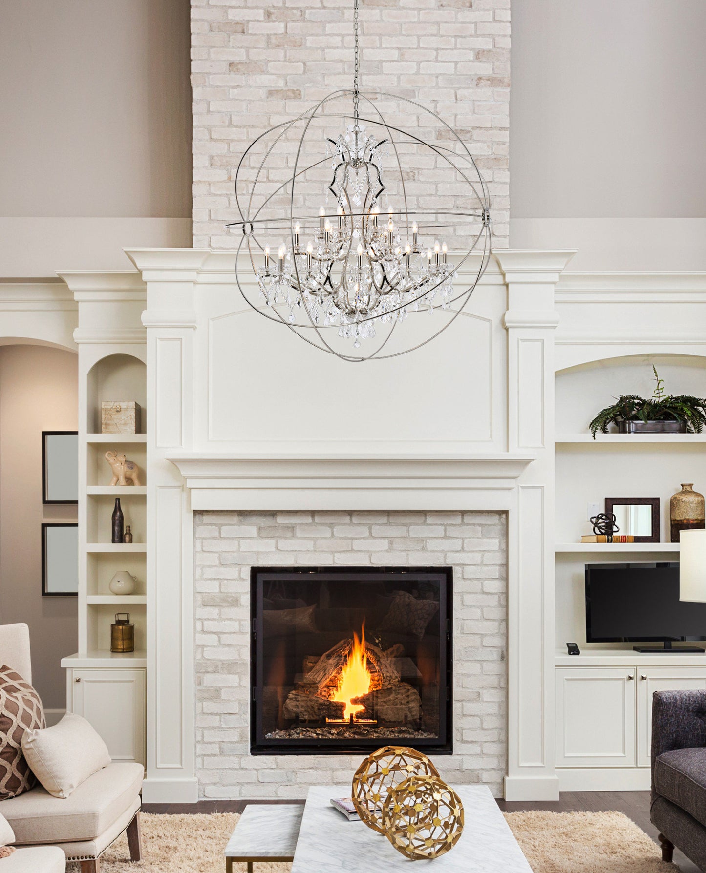 Elegant Lighting 1130G60/RC Geneva 25 Light 60"W Crystal - Dark BronzeBy Elegant Furniture & Lighting