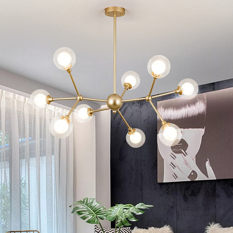 Cabiate | Glass Globe Shaped Chandelier for Bedroom, 12 Lights, Warm LightBy Miron Demid LLC