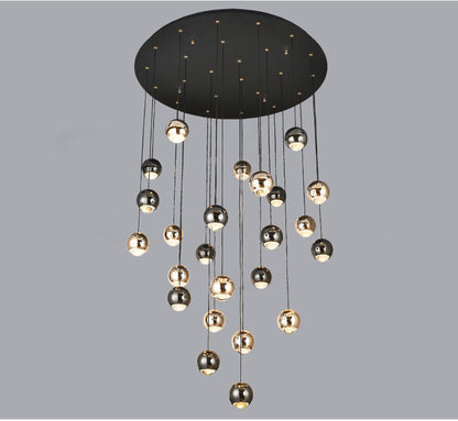 MIRODEMI? Laigueglia | Crystal LED Chandelier with Hanging Balls, Black + Gold, 24 Lights, Cool Light, Non-DimmableBy Miron Demid LLC