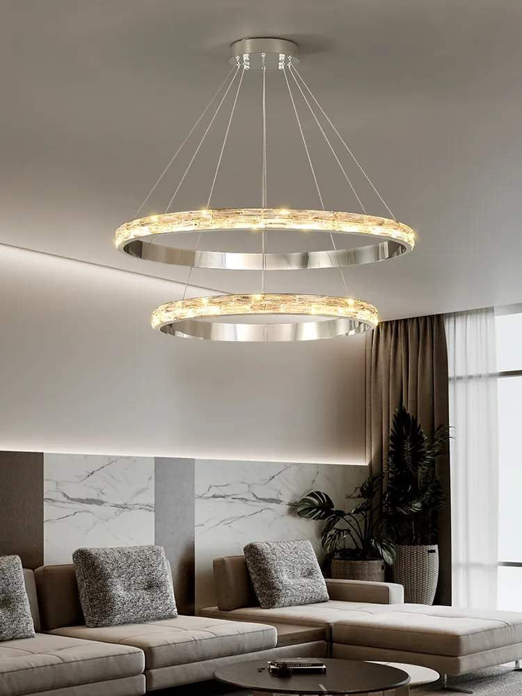Stella | Postmodern Stainless Steel Pendant Light, Dia31.5+23.6", 2 RingsBy Miron Demid LLC