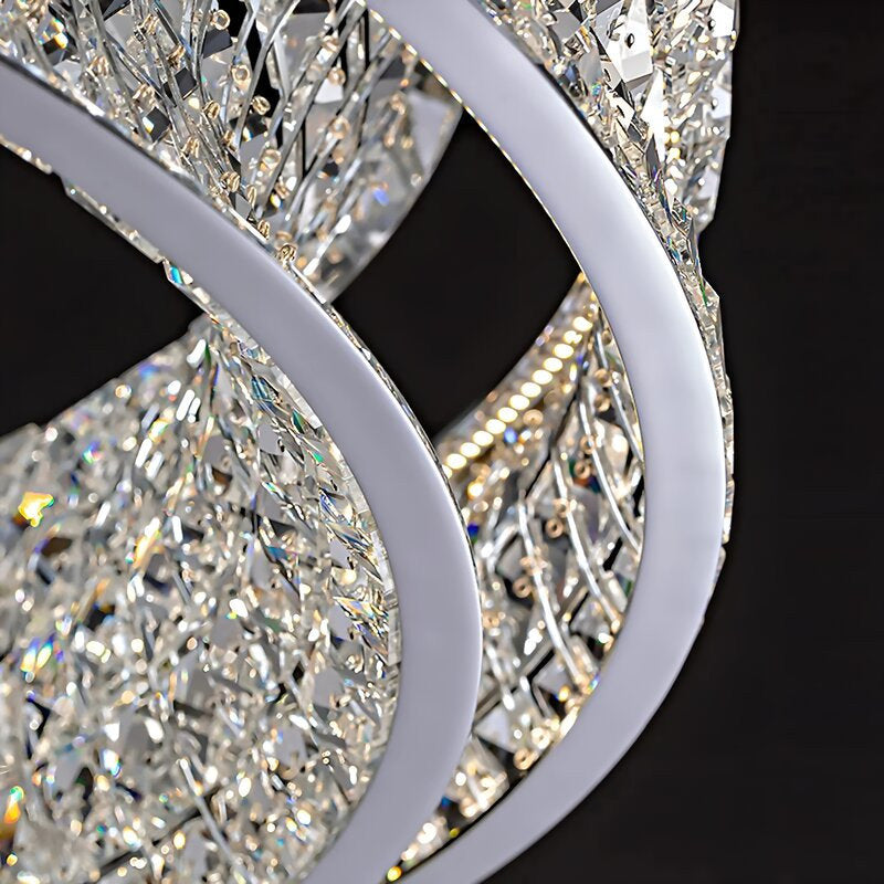 Albano Vercellese | Chic Chrome/Gold Creative Round Crystal Chandelier, Chrome, 1 Ring Large - Dia39.4xh6.7" / Dia100xh17.7cm, Warm LightBy Miron Demid LLC